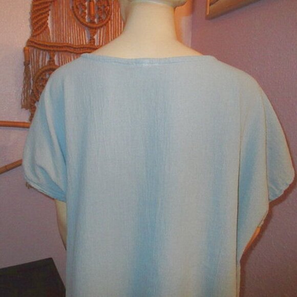 Oh My Gauze Tunic Top Size XXL 3 Short Sleeves Asymmetrical Coastal Beachy Boho - Picture 7 of 10